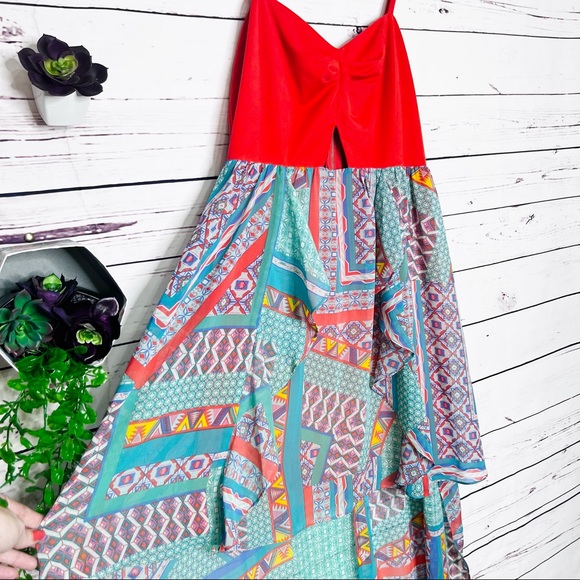 Do & Be Multicolor High Low Bohemian Summer Vacation Dress Size Large - Picture 5 of 7